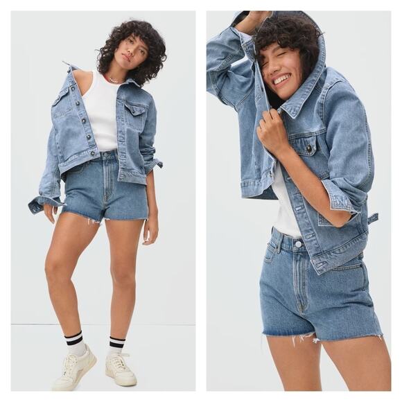 Everlane Pants - Everlane Way High Rise Raw Hem Denim Short Size 27